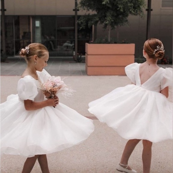 Girl's Luxury Bridal Formal White Dress - Picture 7 of 8